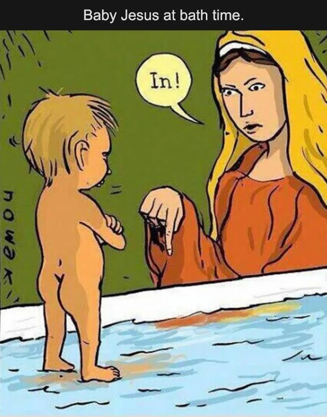 Baby Jesus walking on Water at Bathtime